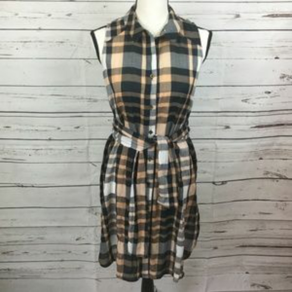 Anthropologie Holding Horses summer dress sleeveless plaid belted - Picture 2 of 3